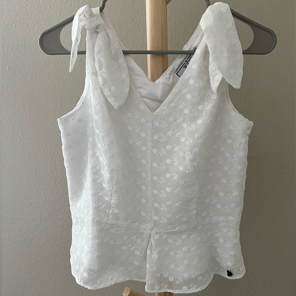 White Eyelet Peplum Top
